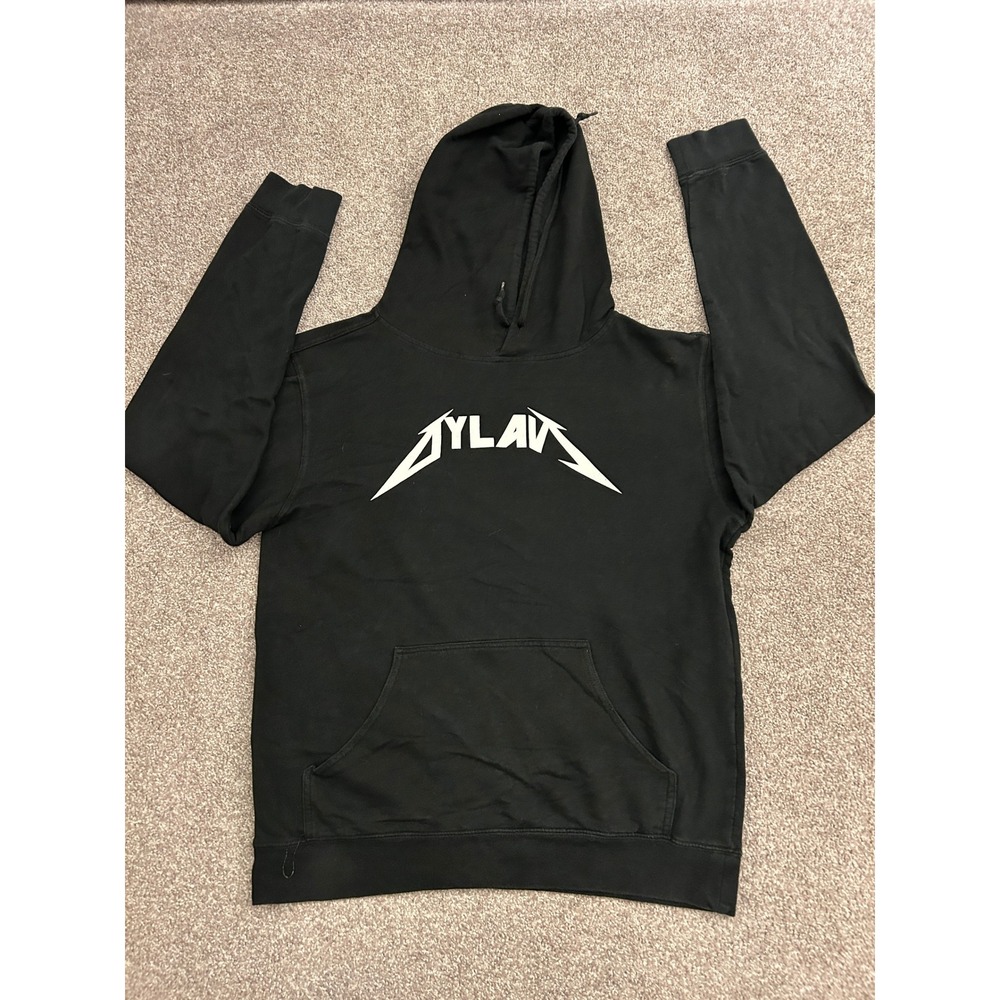 VTG Heavy Metal Graphic Hoodie Mens Medium Black Excellent Metal Font Sweatshirt